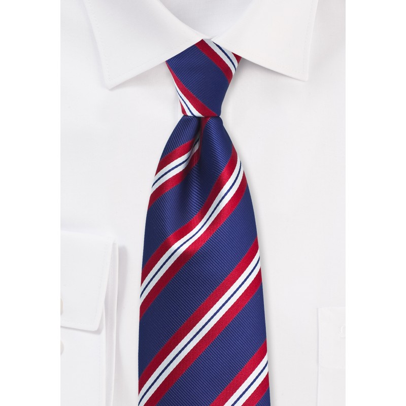 Modern Repp Tie in Navy and Red