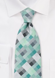 Patchwork Tie in Mints and Silvers