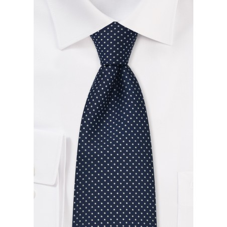 Sapphire Blue Necktie With Tiny White Dots
