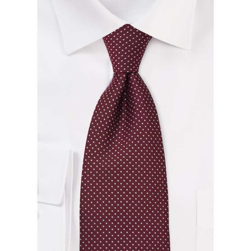 Cardinal Red Mens Tie With Fine Polka Dots
