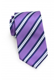 Purple Repp Striped Tie in XL Length