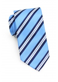 Repp Striped Summer Tie for Kids in Light Blue