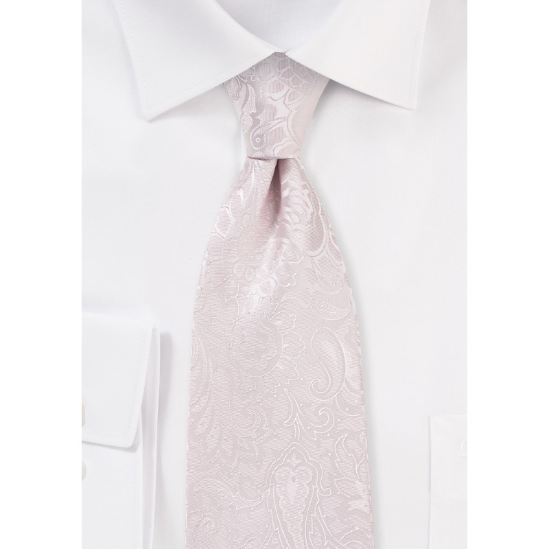 Soft Blush Pink Paisley Tie