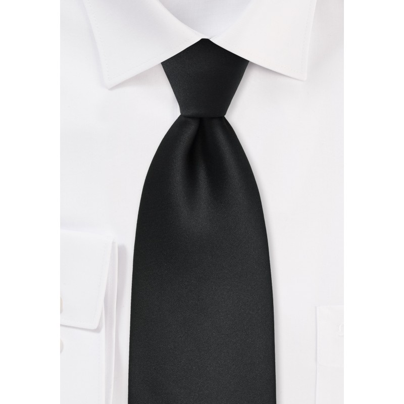 Men's XL Length Tie in Solid Black