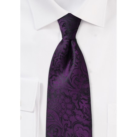 Plum Paisley Tie in XL Length