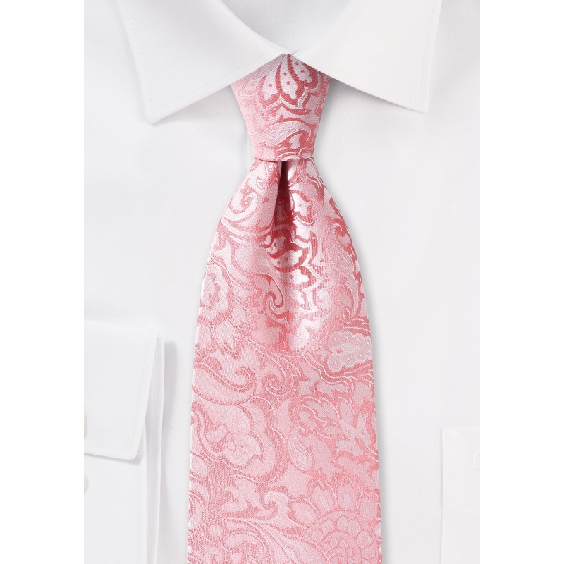 Tulip Pink Kids Tie with Paisley Print