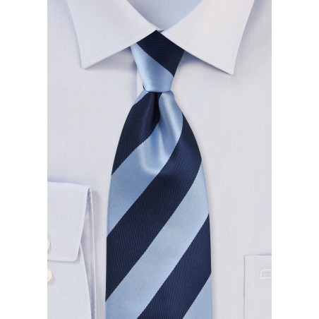 Wide Striped Tie Navy Light Blue
