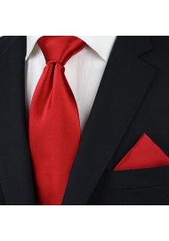 Extra long ties - Bright red XL necktie styled