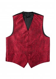 Formal Paisley Vest in Ruby Red