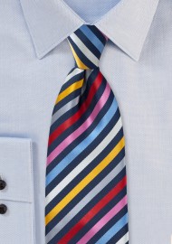 Multi Colored Tie with Vibrant Stripes in Long Length