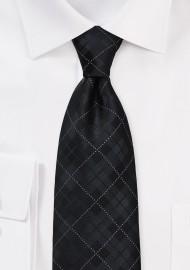 Charcoal and Black Plaid Tie in XL