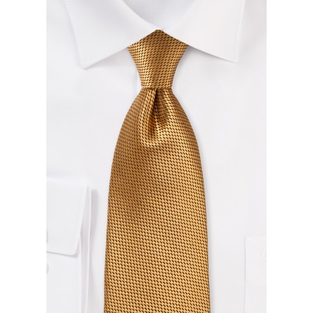 Textured XL Length Tie in Rich Gold