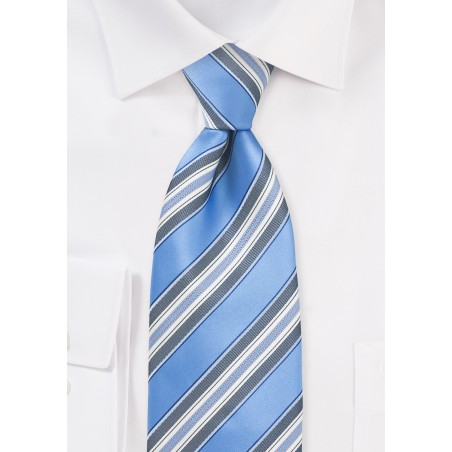 Striped Tie in Blue and Grey