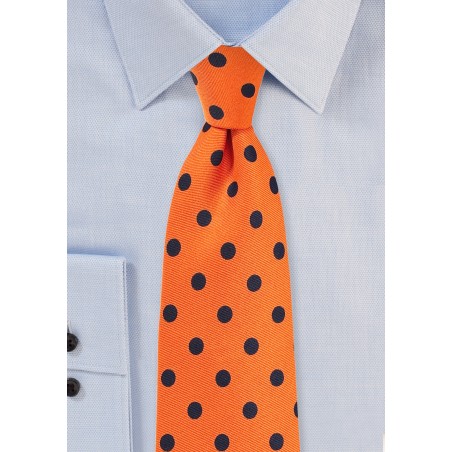 Bright Orange and Navy Polka Dot Tie
