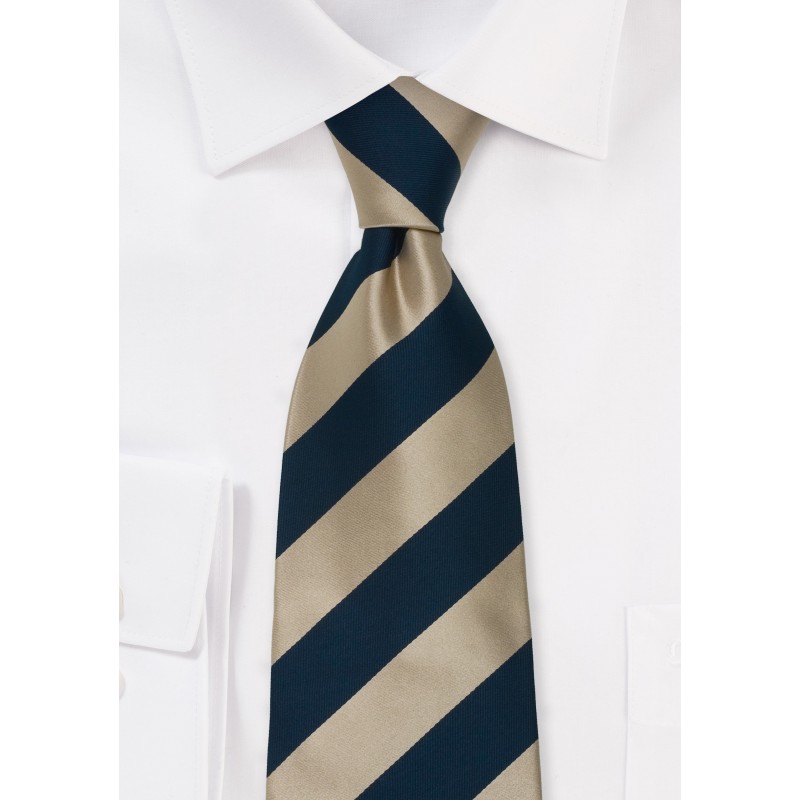 One Inch Striped Kids Tie in Blue and Gold