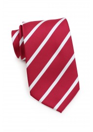 Bright Red and White Repp Striped Kids Tie