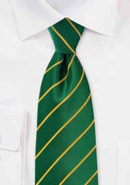 Extra Long Striped Tie in Greens and Golds