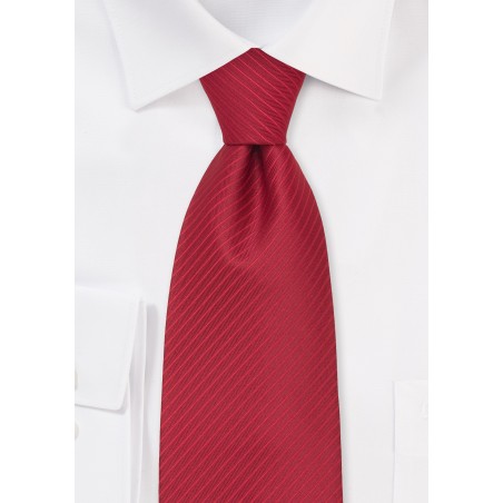 Modern Red Necktie - Solid Red Tie With Fine Stripes