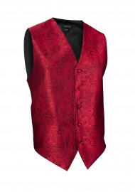 Formal Paisley Vest in Rich Cherry Red