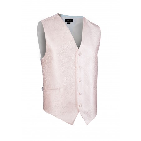 Shiny Wedding Paisley Textured Vest in Soft Blush Pink
