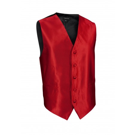Formal Textured Dress Vest in Bright Ruby Red