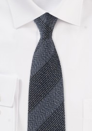 Textured Slim Cut Tie in Denim Blue