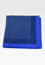 Blue Dress Pocket Square with White Pin Dots