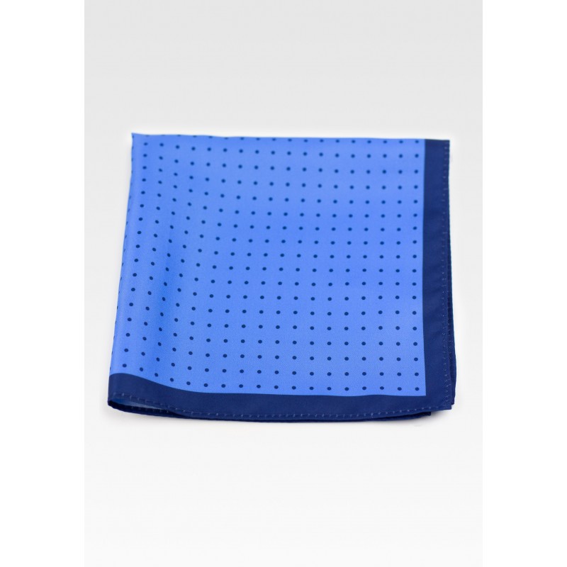 French Blue Hanky with Navy Polka Dots