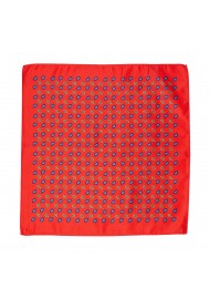 Suit Hanky in Bright Red with navy and Gold Paisley