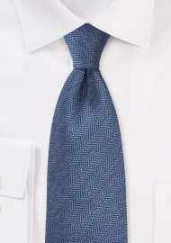Herringbone Tie in Faded Denim Blue