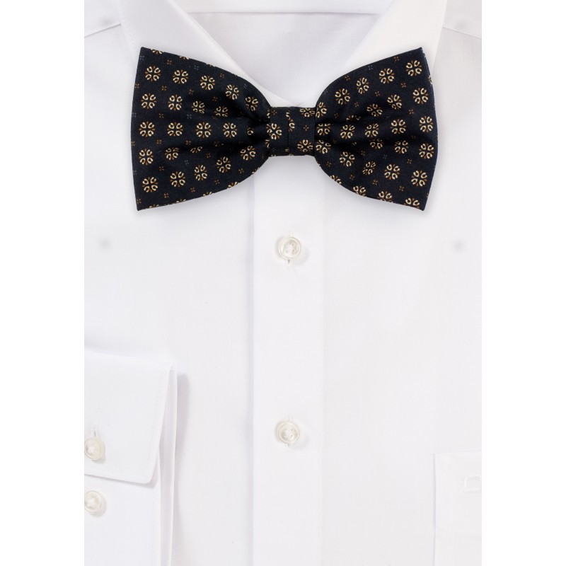 Black and Gold Geometric Print Bow Tie