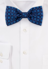 Geo Print Cotton Bow Tie in Navy and Blues