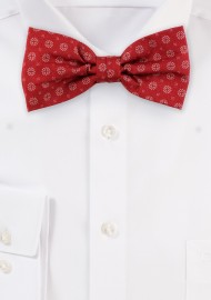 Cherry Red Geometric Print Bow Tie in Cotton