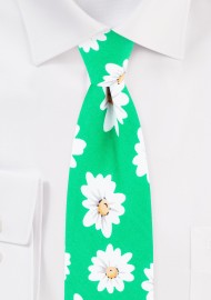 Daisy Flower Print Summer Tie in Cotton