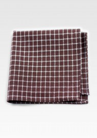 Cotton Square Pocket in Brown with Window Pane Check
