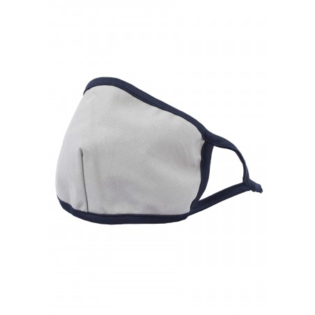 silver gray filter face mask with navy border