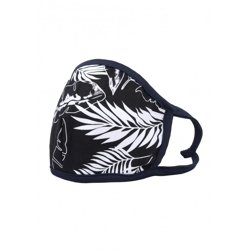 palm leaf print filter face mask in black and white