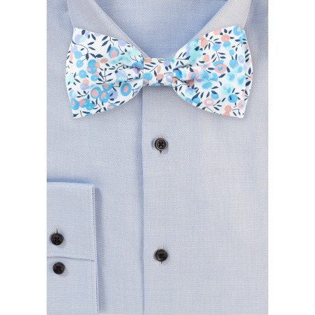 Colorful Summer Cotton Bow Tie with Floral Design