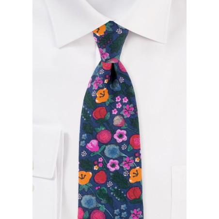 Colorful Floral Tie in Matte Printed Cotton