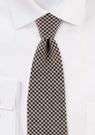 Tweed Micro Check Cotton Tie in Brown