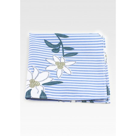 Striped Hanky with Embroidered Florals