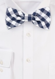 Blue and White Gingham Bow Tie
