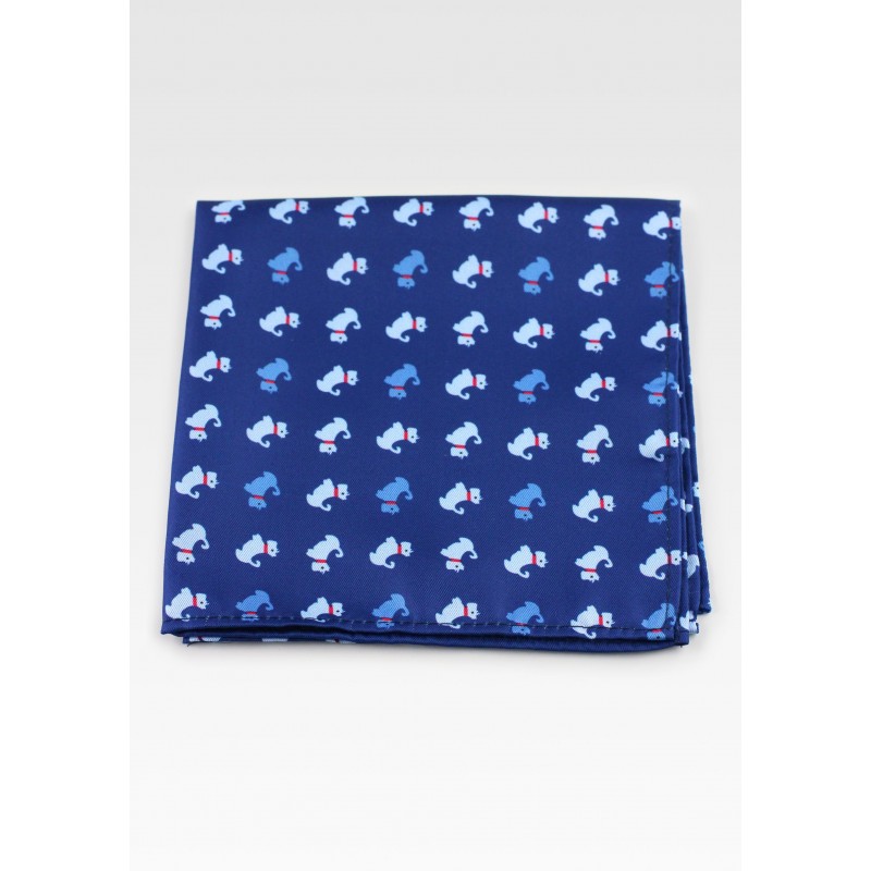 Blue Pocket Square with Terriers