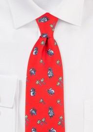 Bright Red Tie with Koala Bear Print Design