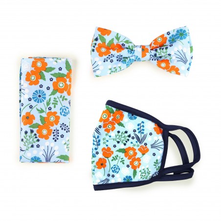 Floral Bow Tie and Face Mask Set with hanky
