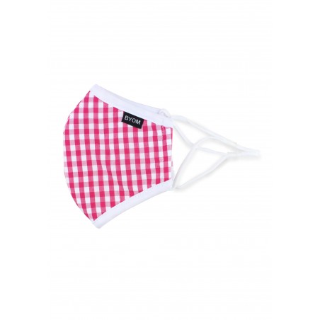 Pink Gingham Check Kids Face Mask