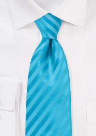 Aqua Blue Stripe Necktie for Kids