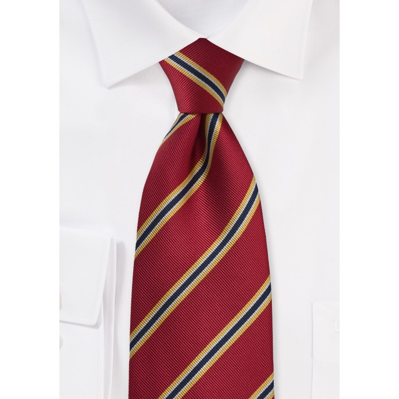 British Regimental Tie for Kids in Crimson-Red and Yellow