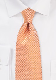 Houndstooth Check XL Length Tie in Tangerine