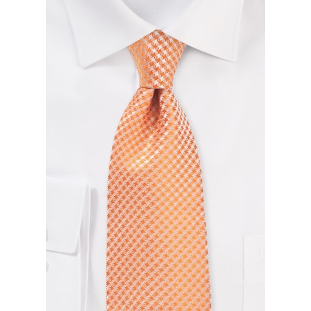 Houndstooth Check XL Length Tie in Tangerine